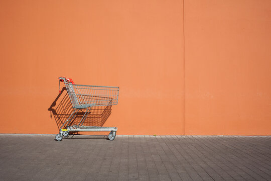 Empty parked shopping cart