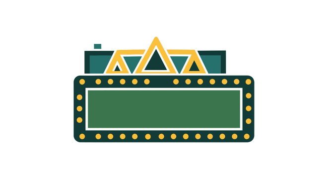 Vintage Neon Theater Marquise Sign with Triangular Top Design.
