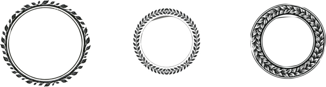 A Baroque-style decorative botanical frame element featuring continuous repeating silver birch bark and catkins, set against a vintage engraved medallion border motif on a solid black graphic shape