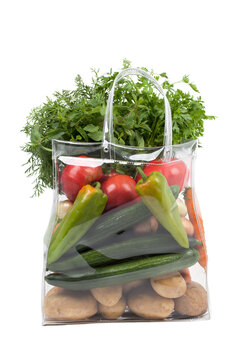 Shopping Bag With Vegetables Isolated