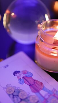 Tarot Reader Laying Out Cards, Mystic Divination Concept