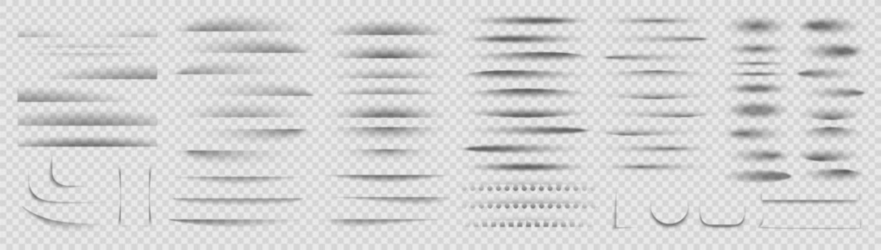 Shadow element collection with soft gradients and blurred effects for realistic layering on transparent background