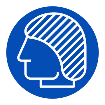 Wear hair net sign, Bouffant cap icon. Disposable surgical hair cover.