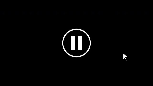 Cursor arrow clicking play and pause button motion graphic with alpha channel. minimalist media player interface element for video production. 4K video