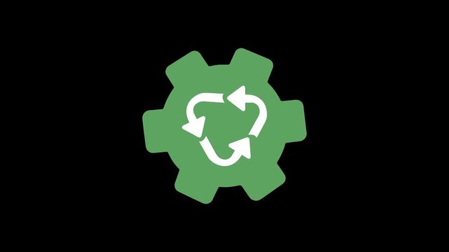 gear cogwheel eco green recycle sustainability nature friendly animation HD 4K