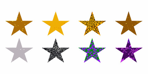 Obraz premium Six Glitter Textured Stars In A Horizontal Row On White