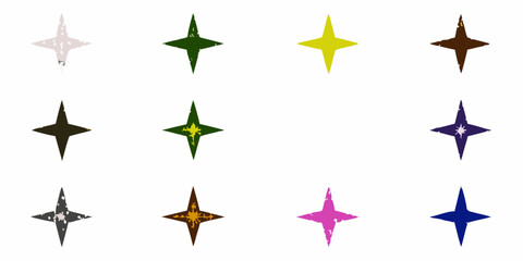 Obraz premium Glitter Textured Starbursts Arranged In Rows Vector Illustration