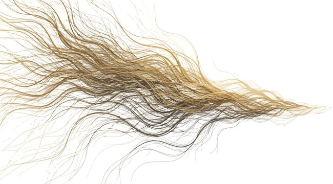 Abstract organic golden and grey hair or fiber strands flowing