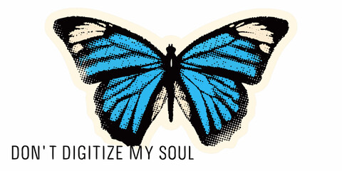 Butterfly Illustration With Split Design And Textured Wings © Gita