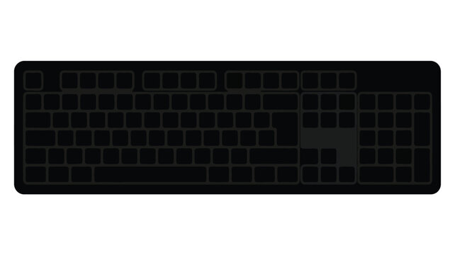 Computer keyboard black silhouette on a white background