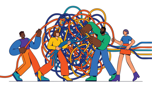 Diverse Strategy Team Collaborating to Simplify Complex Systems and Drive Meaningful Business Transformation