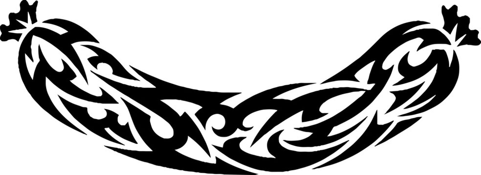 Tribal design sausage silhouette black and white