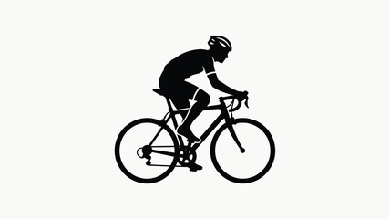 Naklejka premium Cyclist Riding A Road Bike Black Silhouette