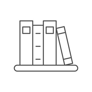 Shelf with books line icon