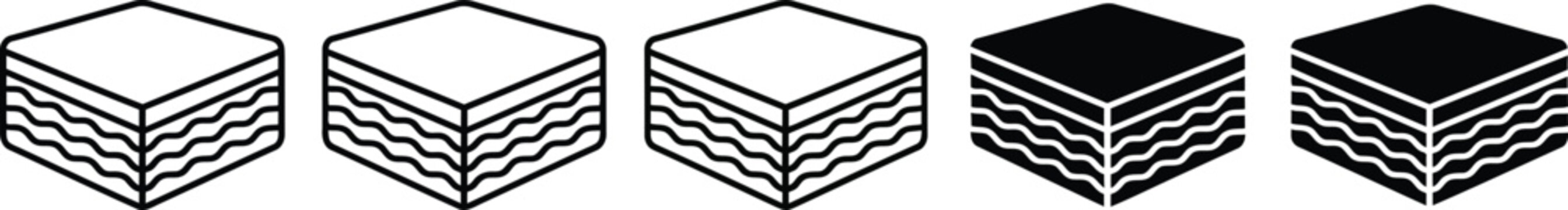 Stack of three chocolate bars with wavy layers isolated Vector