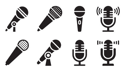 Modern handheld and studio microphone vector illustration collection for audio performance. © Tanvir