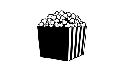 Cinema popcorn bucket black silhouette vector illustration isolated on white © MdSajedurRahman