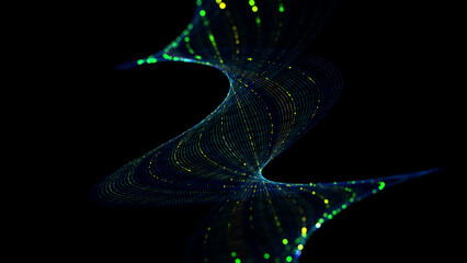 Fototapeta premium Abstract background with color grid conecting dots in tecnology spiral array defocus. Concept tecnology, science and medical visualisation.