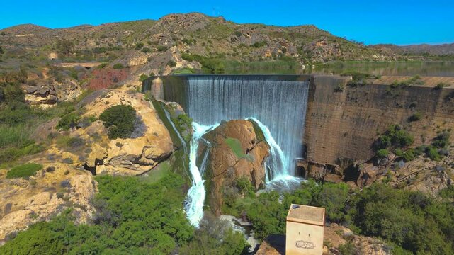 Aerial view of the Elche Reservoir, Alicante province, Valencian Community, Spain