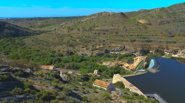 Aerial view of the Elche Reservoir, Alicante province, Valencian Community, Spain