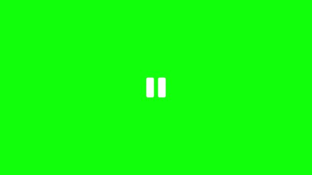 Clicking play and stop button on green screen animation. clicking play button changing into pause icon. 4K video