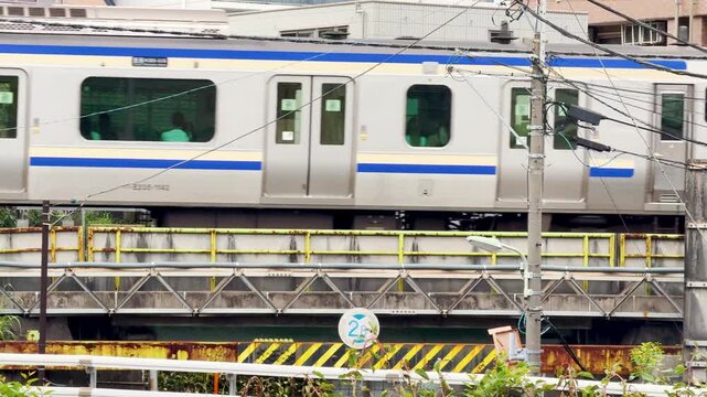 しながわ中央公園横を通過する横須賀線