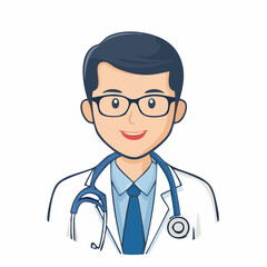Fototapeta premium Cartoon Doctor with Stethoscope and Glasses