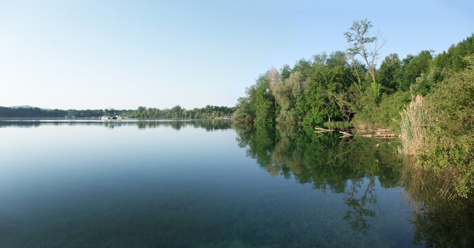 Tranquil Burkheim Gravel Pit Lake Morning