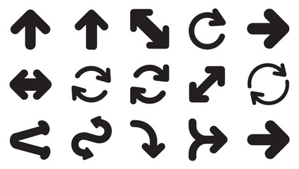 Directional arrow icons showing up down left and right movements for interface navigation set. © MDNAZMUL