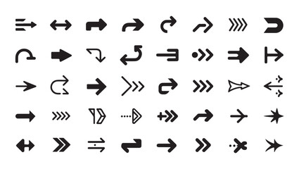 Fototapeta premium Advanced arrow icon collection featuring diverse shapes and styles for web applications.