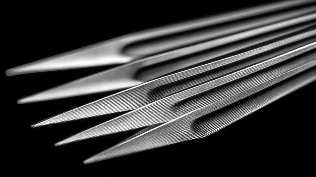 converging. Sleek metallic arrows decreasing in size, converging to a point. product launch decks, UI/UX mockups, designed for data visualization dashboards and holographic UIs, used by researchers.