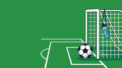 Minimalist Soccer Field Vector Illustration with Ball and Goal Post © mariyam