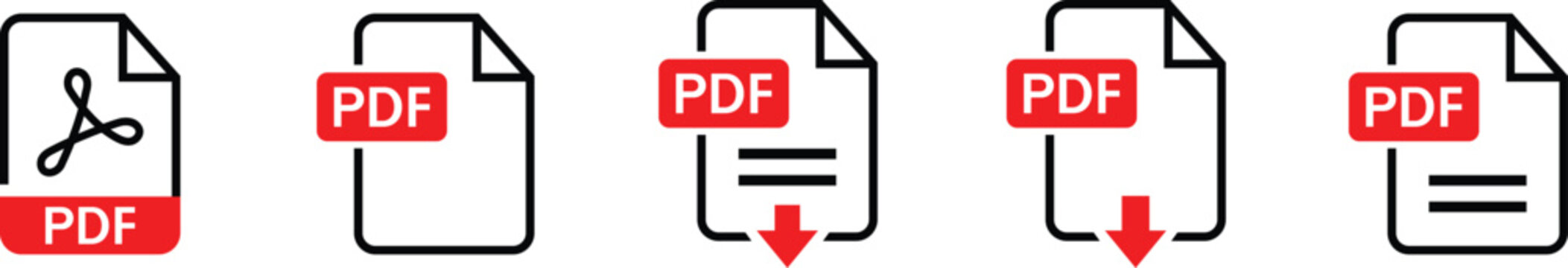 PDF file format icon set vector art illustration