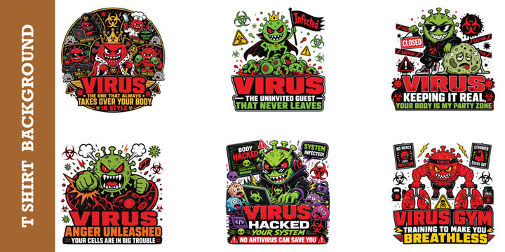 Virus hacked your system hacker monster using laptop for cyber security threat illustration.