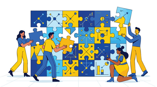 High-performing agile team orchestrating complex data streams into a unified strategic vision for scalable business transformation