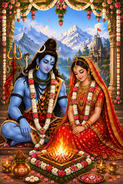 Traditional Mahashivratri Pradosh Vrat Masik Shivratri Nishita Kaal Sital Sasthi puja of Bhagwan Shiv Shankar Bhujang Mahadev Bholenath Mahakal Parvati ShivShakti