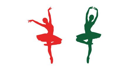 Ballerina silhouettes in red and green isolated on white © Foaje512
