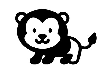 Obraz premium Cute Lion Cub Vector Silhouette: Cartoon Baby Lion Icon