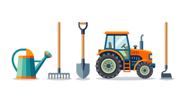 Toy construction truck and shovel isolated illustration with excavator bulldozer loader machinery equipment transport vehicle icon vector design