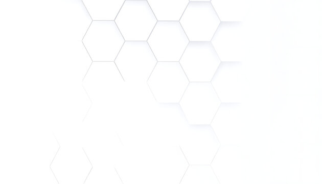Abstract hexagonal grid pattern with subtle shading and depth, clean geometric structure, white and light gray tones