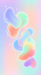 Obraz premium Ultra modern abstract aesthetic background, fluid liquid gradients, floating organic blobs, soft neon pastel colors, futuristic flat vector style, trendy Pinterest aesthetic, clean minimal composition