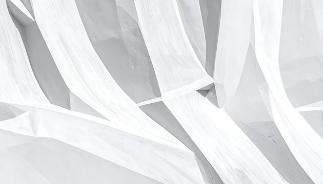 Abstract flowing white fabric texture, draped folds and soft shadows, conveying elegance and movement, suitable for design backgrounds