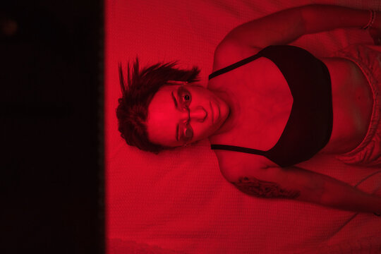 Woman getting red light therapy for skin wellness