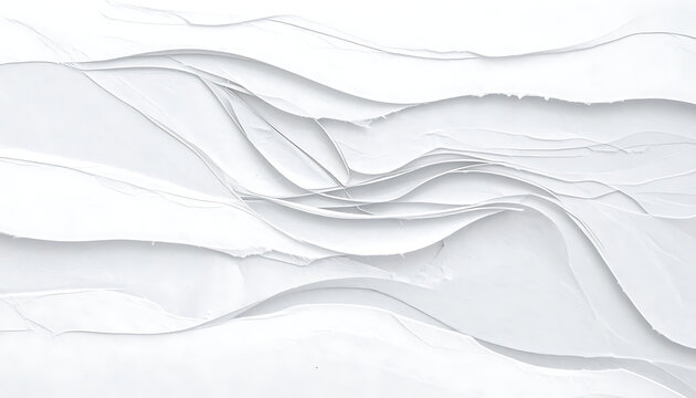Abstract white undulating layered paper landscape, geometric waves and shadows, modern background design