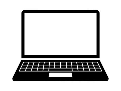 Minimalist Laptop Icon Isolated on White Background, Digital Concept