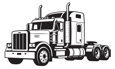 Semi truck silhouette, freight transport vehicle, vector isolated on white © binh