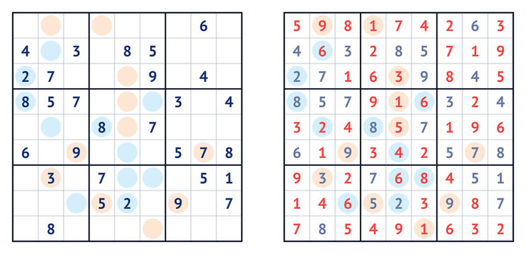 Sudoku puzzle showing even and odd numbers with solutions displayed  
