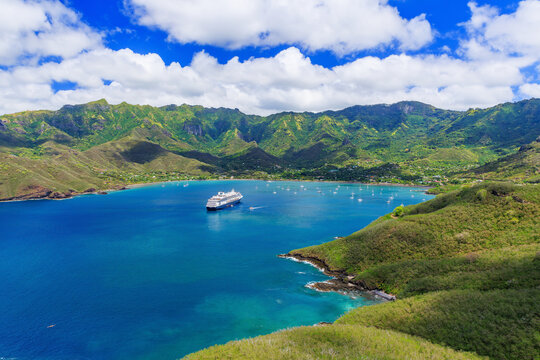 Nuku Hiva, Marquesas Islands. Bay of Taiohae, French Polynesia.