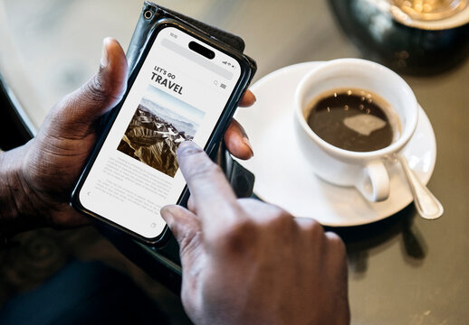 Travel Planning With Smartphone Mockup And Coffee PSD