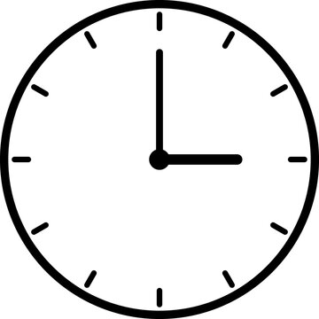 A simple clock face that shows just 3 o'clock